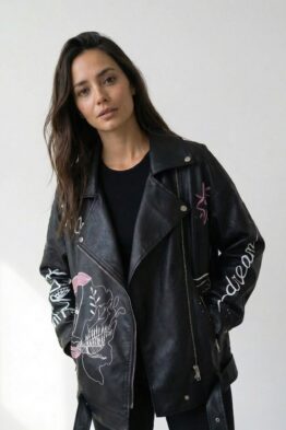 Jakk nahkne Soy must värvidega